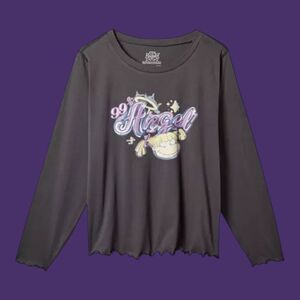 3X 22W 24W Torrid Grey Rugrats Long Sleeve Crop Tee Lettuce Hem Angelica 90s Car